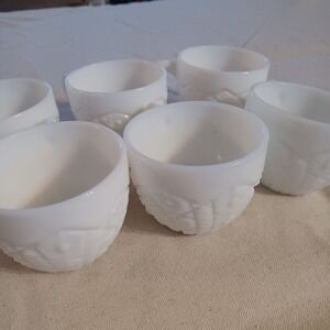 Mckee Vintage Mid Century‎ Art Deco Milk Glass Concord Tea Juice Cups Lot Of 6